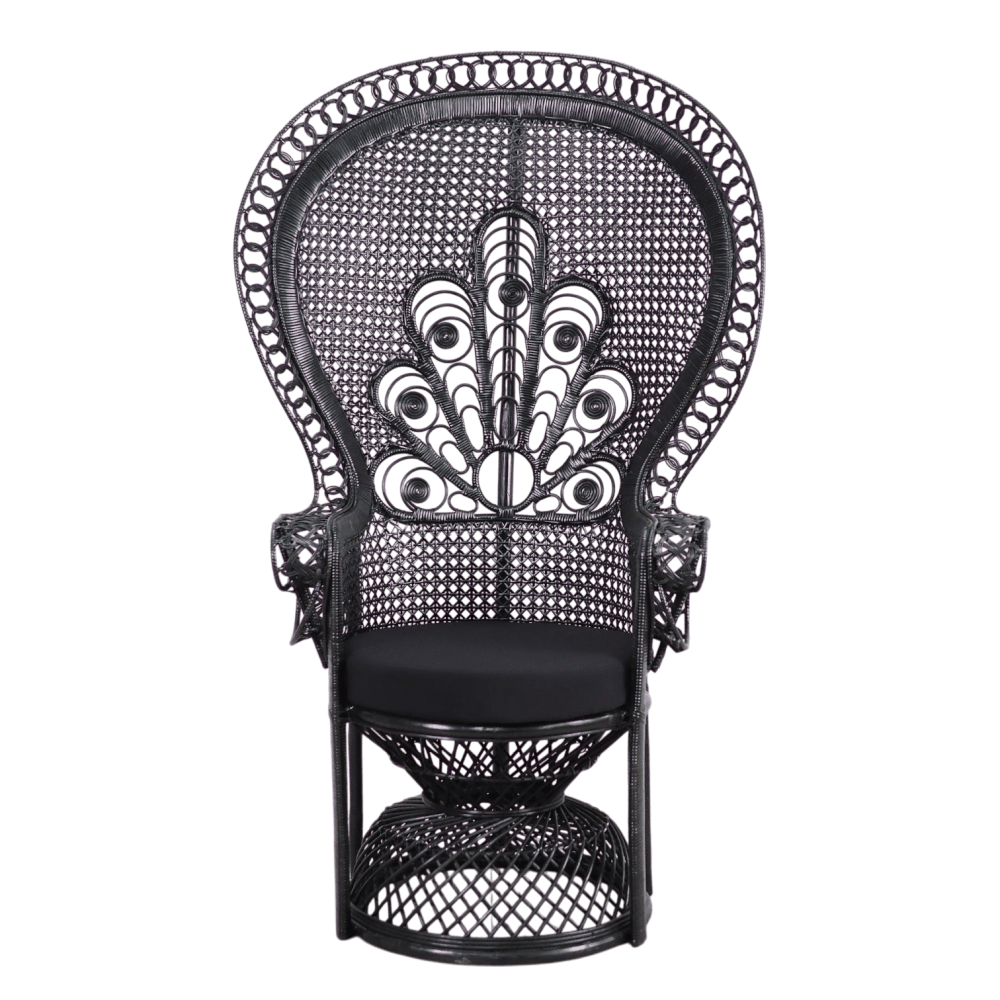 เก้าอี้หวายแท้ PISAMAI รุ่น PRINCESS CHAIR เก้าอี้นางงาม ขนาด 75*55*150 ซม. สีดำ